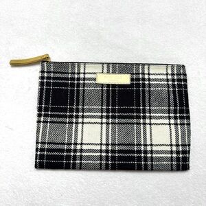 NEW Sarah Flint Pouch Travel Bag Clutch Tartan Plaid Zip Italy
